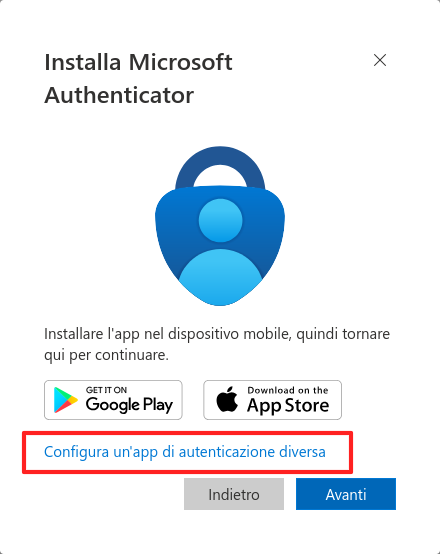 Selezionare app diversa